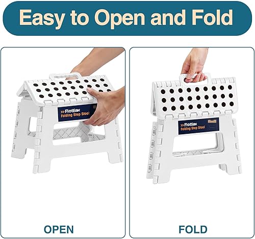 Miniatura 126 de Flottian Taburete plegable de 18 pulgadas para adultos y niños con capacidad para hasta 300 libras, taburetes plegables antideslizantes con asa,