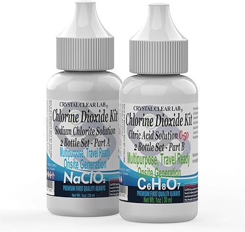 Miniatura 2 de Crystal Clear Lab - Dióxido de cloro – Solución de ácido cítrico de 2 onzas en agua destilada (2 botellas)