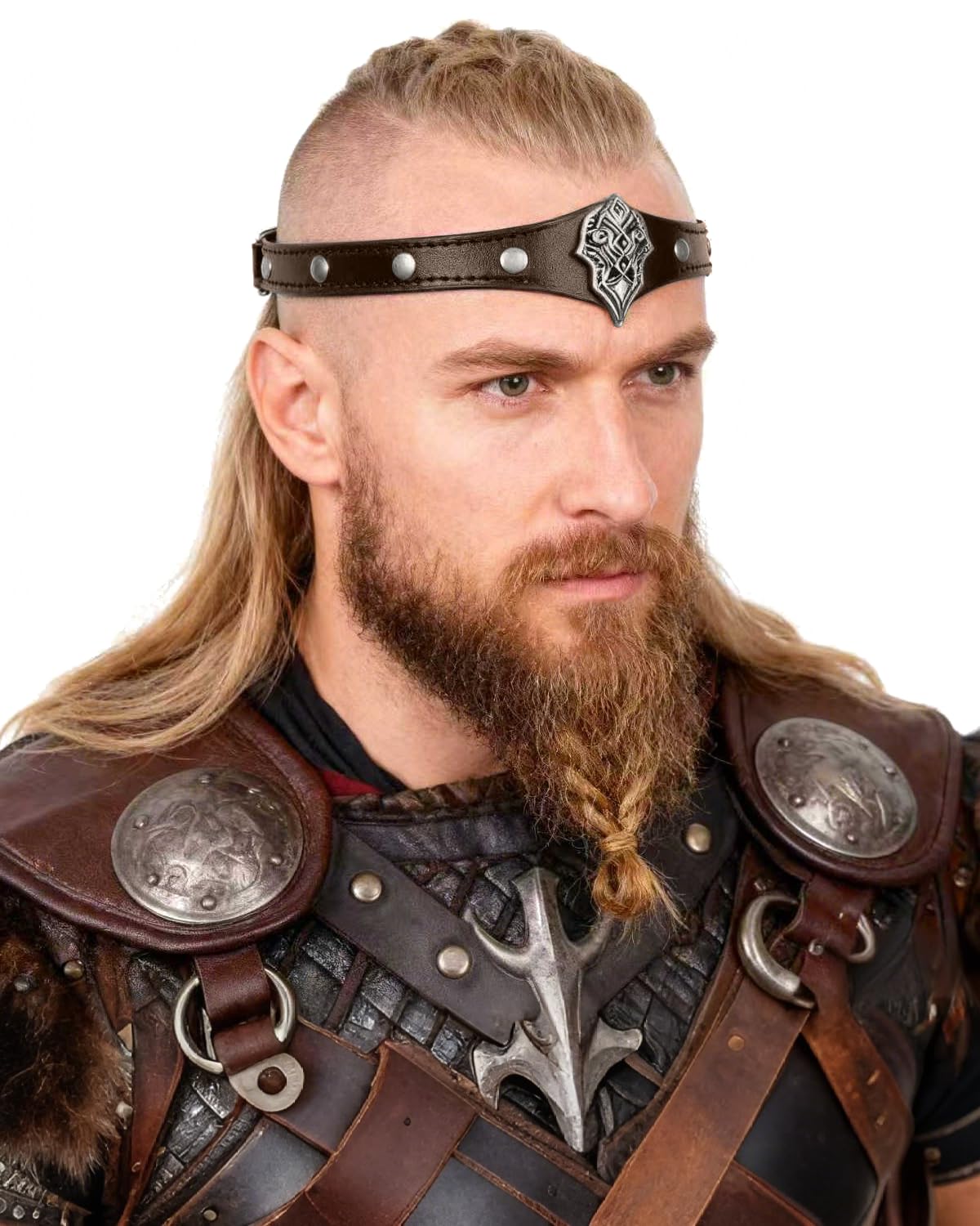 L'VOW Viking Leather Headband Adjustable Medieval Headpiece LARP Costume Renaissance Pirate Cosplay Accessories