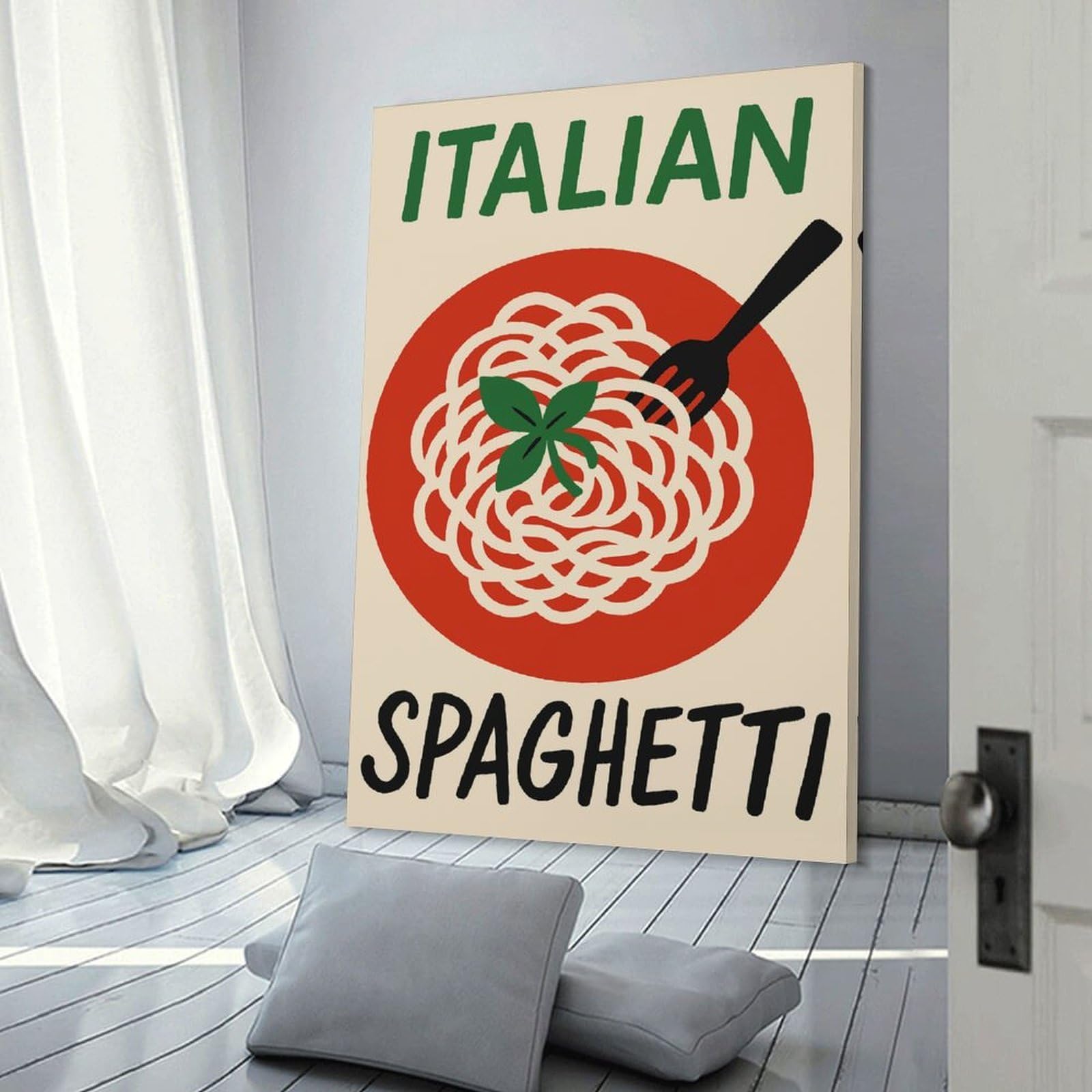 Junmoney Hanging Wall Art Italian Spaghetti, 12x18inch(30x45cm), for Wall Displays, Bedrooms Or Room Updates, Wall Decor Suited to Curated Displays