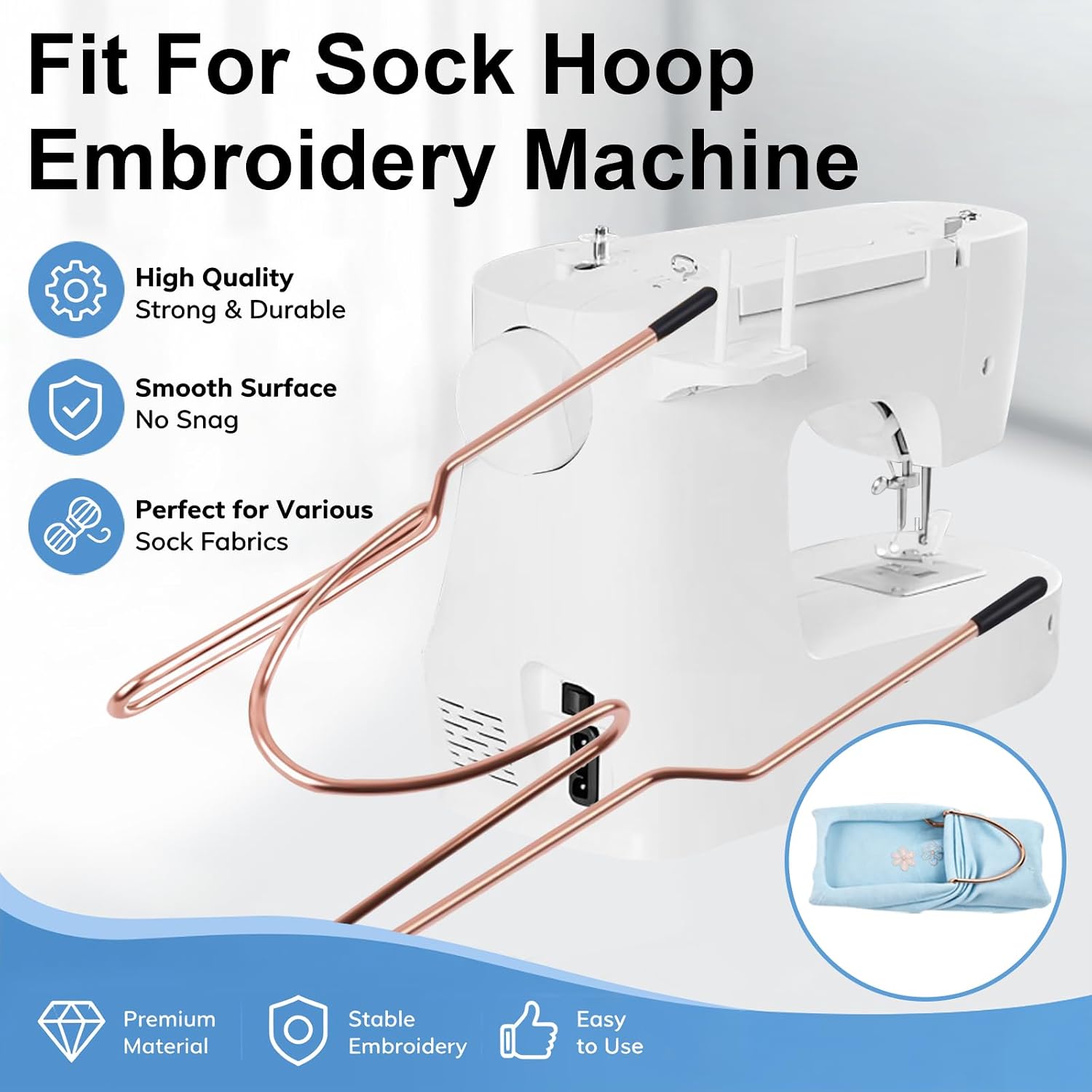 Sock Hoop for Embroidery Machine , Easy Hooping Aid for Socks, Embroideries Hoop Accessories for Socks, Sleeves & Embroideries Machine