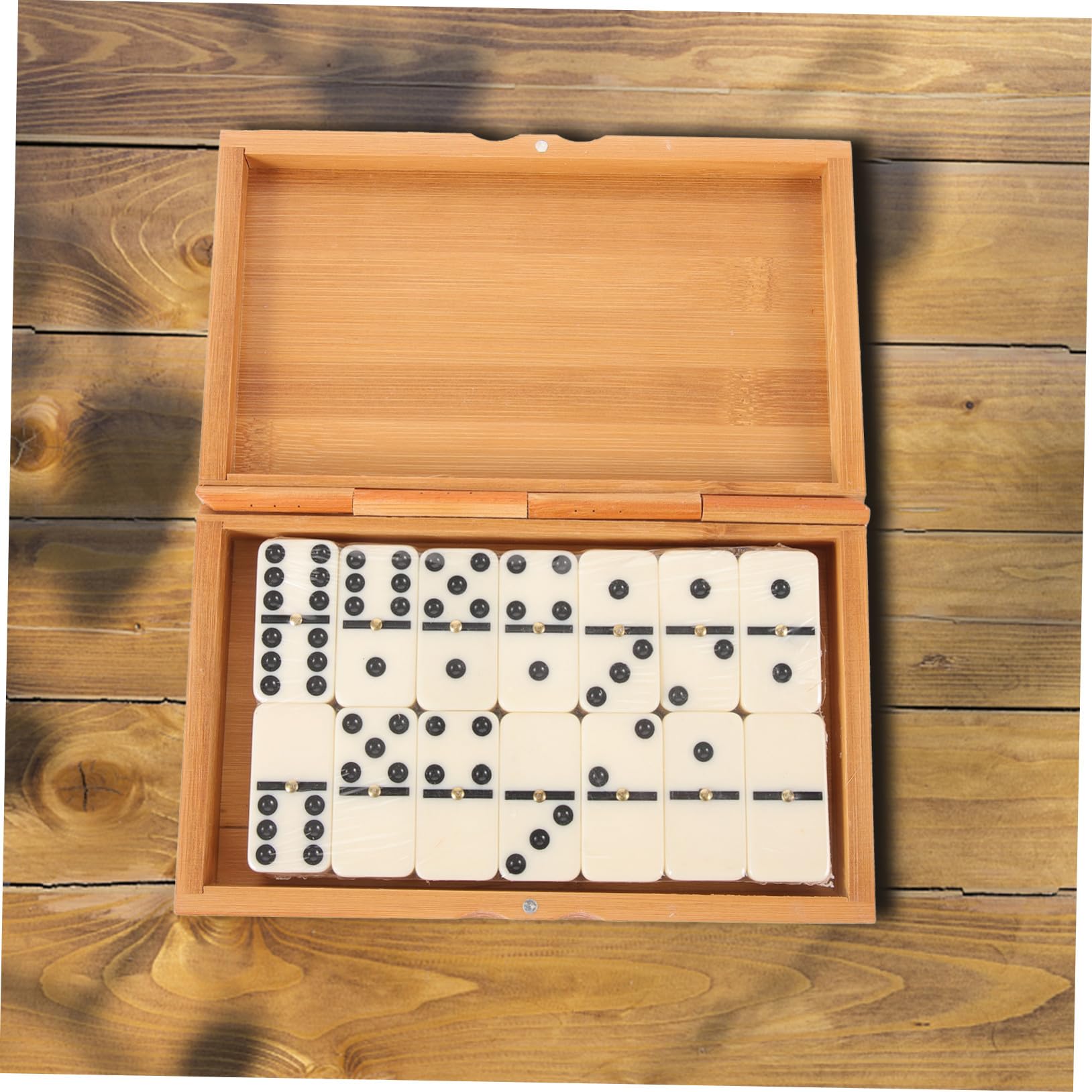 Jeu de Dominos en Bois Ancien pour Adultes et Amis, Boîte de Dominos en Bambou Rangement Coulissant, Jeu Éducatif pour Maison et Soirées en Famille, Coffret Présent Intemporel