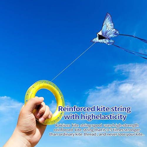 Miniatura 5 de Juego de cometas de aro para niños carrete, mango y línea de 300 pies para cada bobinador de carrete de cometa