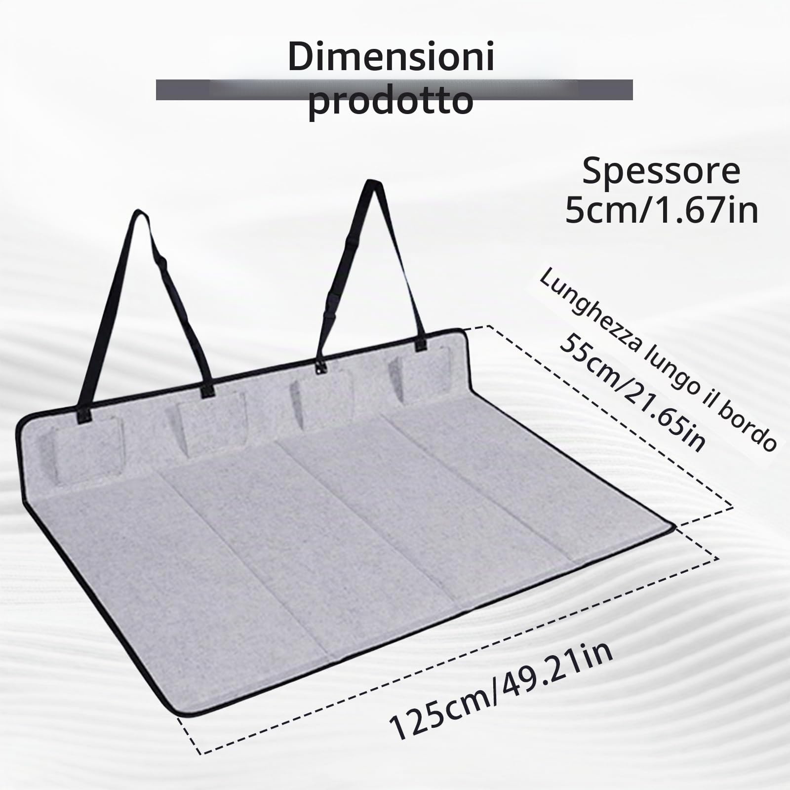 Ponte Per Sedile Posteriore Auto, Sedile Posteriore Pieghevole Per Cani Estensione Per Sediles Posteriore Autos Per Cani Per La Maggior Parte Delle Auto Suv Grigio Chiaro 125x55x2 Cm