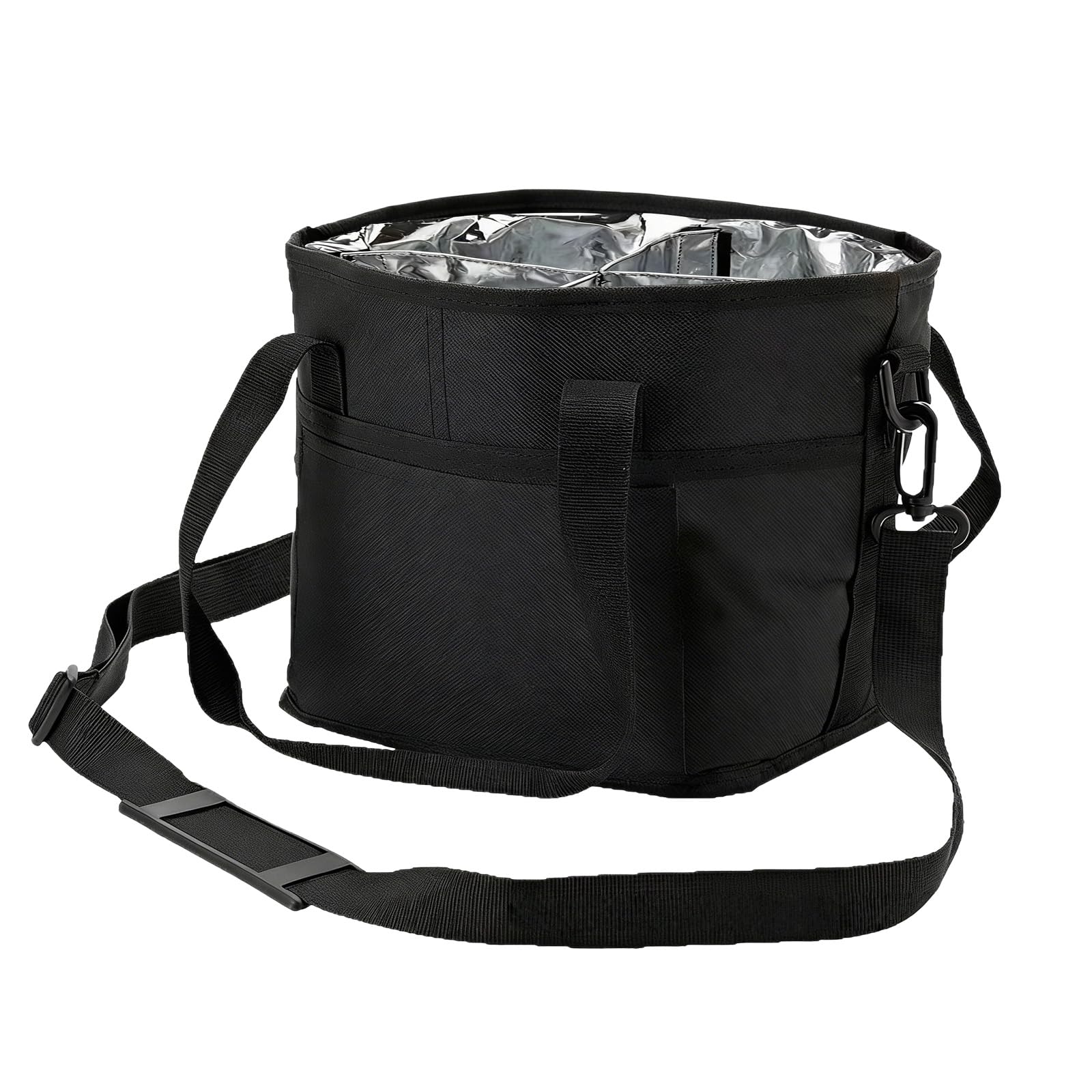 Linvimia Spill Proof Beverage Holder Organizers for Cars with Top Handle and Shoulder Strap 4 Compartment Drink Holder Leakproof Family Size Drink Bag