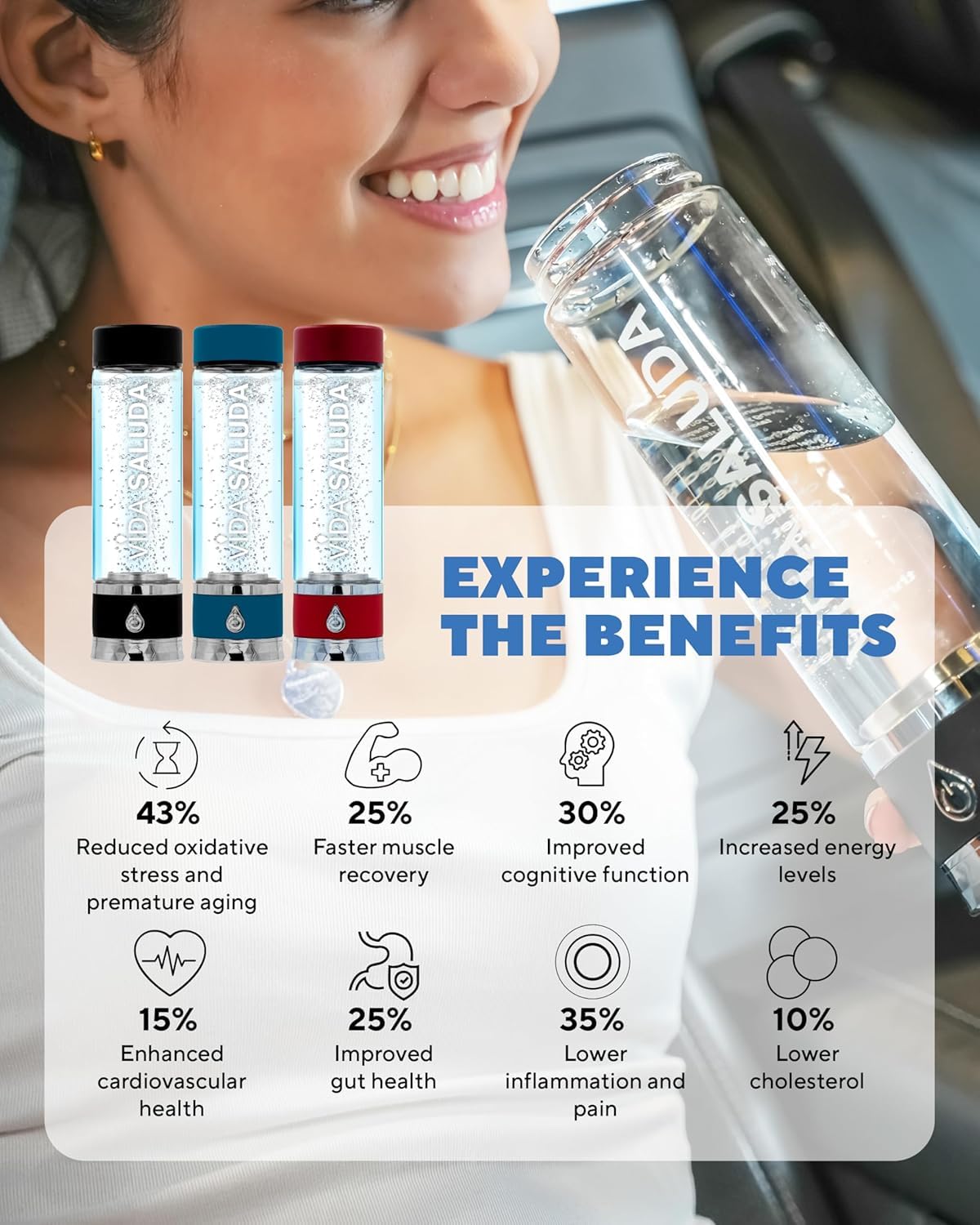 Generador de botellas de agua de hidrógeno, menos de 3 minutos recargable, máquina purificadora de agua de hidrógeno de 500 ml, electrodo de titanio y platino, para casa, oficina, viajes,