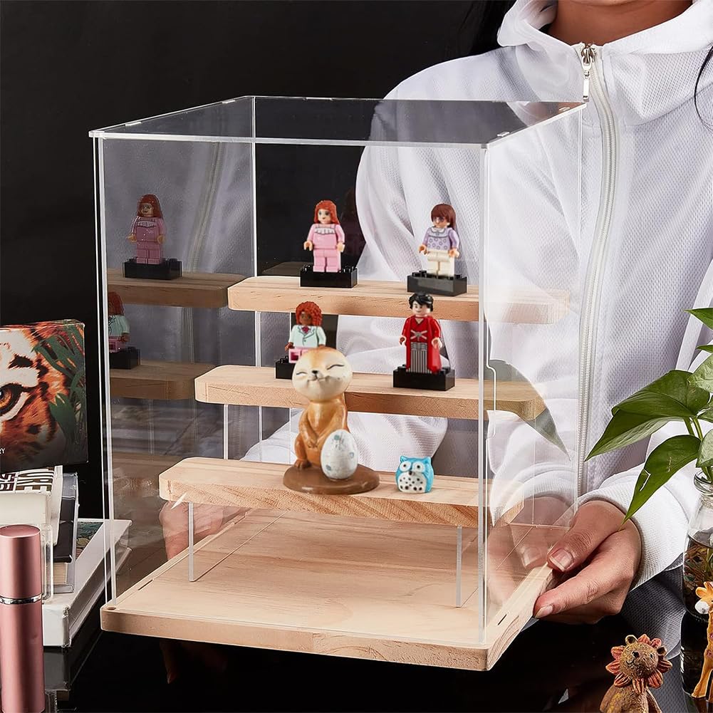 Vitrina Acrílica De 3 Niveles Para Figuras Y Coleccionables | 23,5x22x27 Cm | Protección Antipolvo | Ideal Para Exhibir En Casa U Oficina