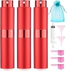 DPLASKA 3 PCS Red Atomizer Sprayer for Perfume 8ML Empty Spray Bottle for Refill Portable Cologne Dispenser Mini Sprayer for Men and Women Twist Tpye