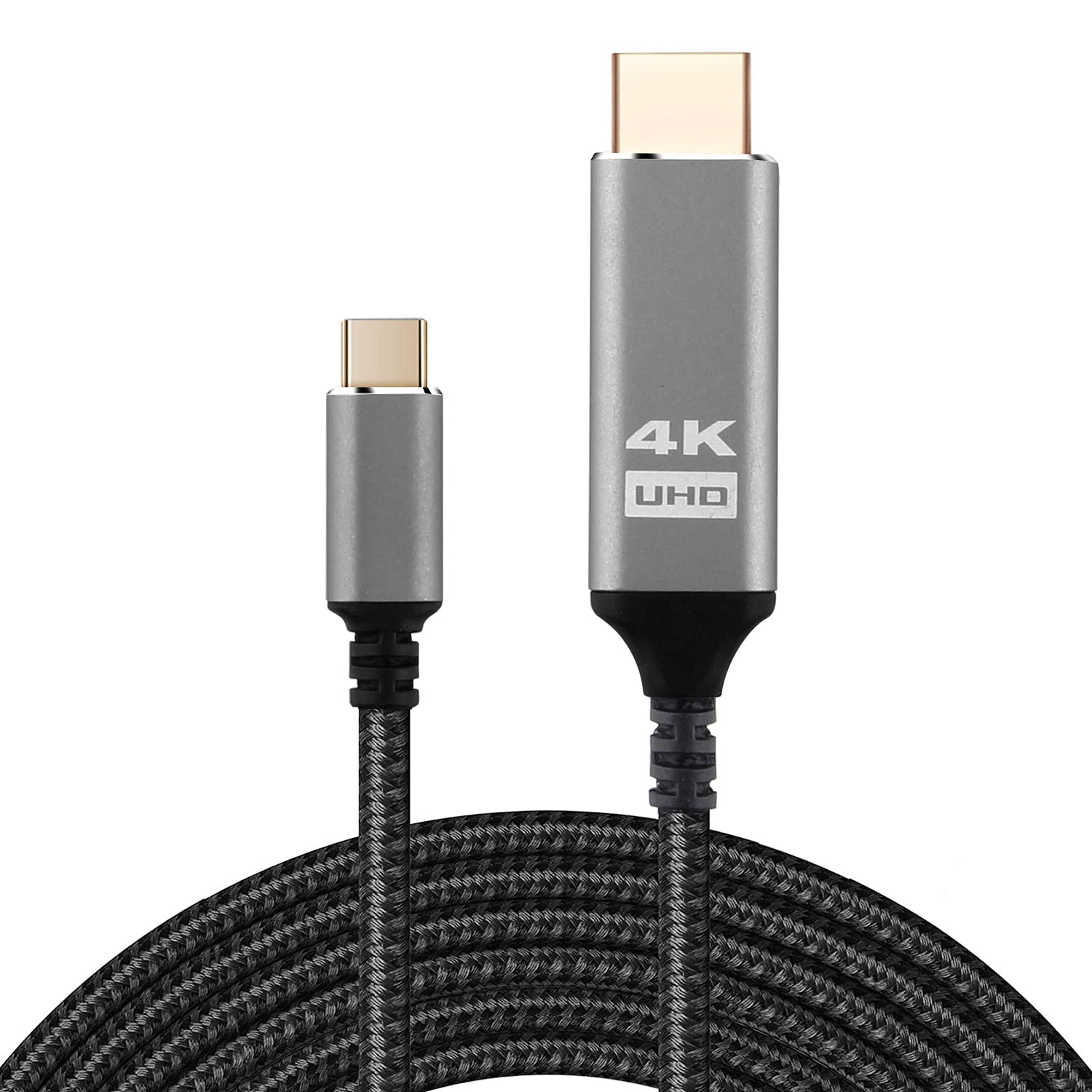 USB C to HDMI Cable Type C to 4K HDMI Adapter Nylon Braided 6ft 1.8M high Speed Pure Copper Cord for MacBook Pro, MacBook Air, iPad Pro, Pixelbook, XPS, Galaxy, Thunderbolt 3 and More.