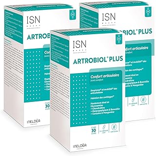 ISN - Ineldea Santé Naturelle Artrobiol Plus – Complément alimentaire à base de Glucosamine, Chondroïtine, Harpagophytum - Souplesse des Articulations - Maintien du Cartilage & Ossature - Lot de 3