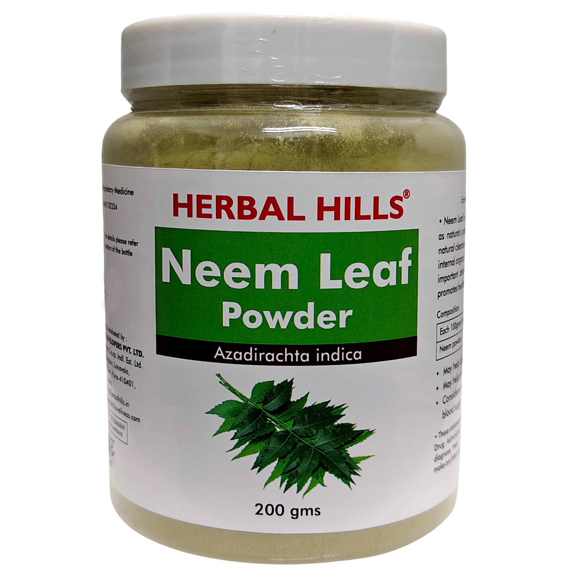 Herbal Hills Neem Powder, (200 gm Pack) | Supports Clear Skin, Acne Control & Hair Growth | Neem Churna For Pimple-Free Face & Scalp Detox | With Azadirachta Indica Leaf Pack of 2