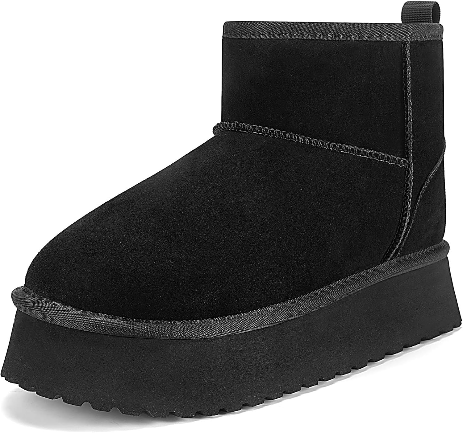 Mishansha Platform Mini Boots for Women, Warm Fleece Lined Suede Snow Boots, Non-Slip Ankle Winter Booties for Cold Weather