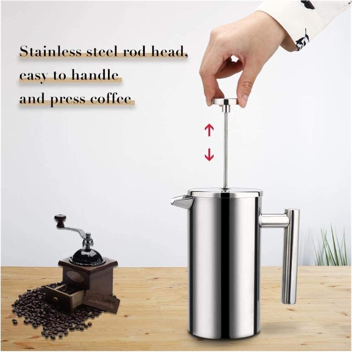 Double-Walled Stainless-Steel French Press Coffee Maker Polished (Size : 800ML) (350ML)