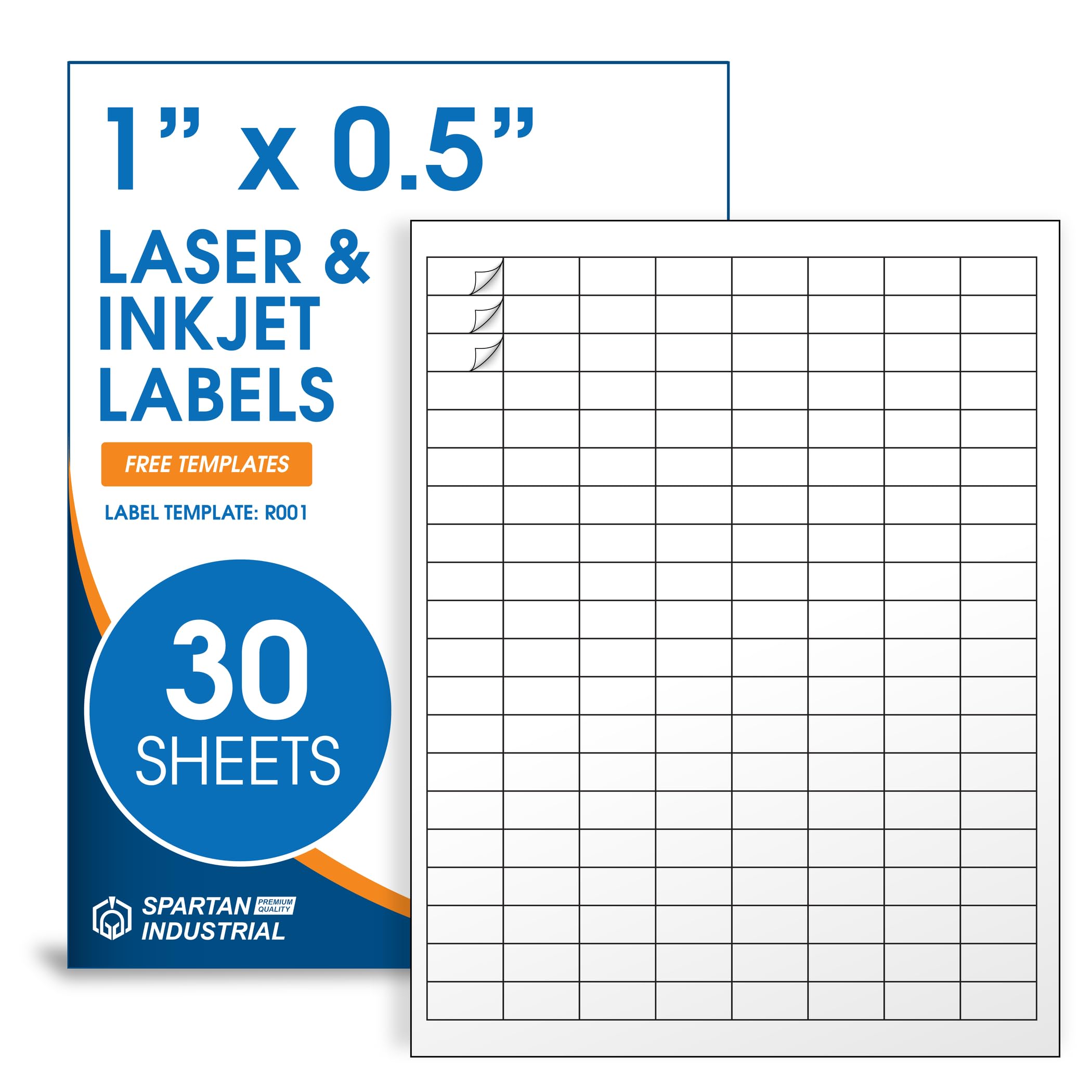 Photo 1 of 1" X 0.5" Matte White Printable Barcode Labels (30 Sheets, 4800 Stickers) UPC Labels and Price Tags for Laser & Inkjet Printers - Spartan Industrial Template R001
