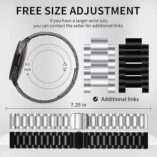 Vista 24 de GOLDTOLUCK Stainless Steel Band Compatible with Samsung Galaxy Watch 8 7 6 5 4 Classic FE Pro 40mm 44mm 46mm 43mm 47mm 45mm 42mm 20mm Men Women Negro