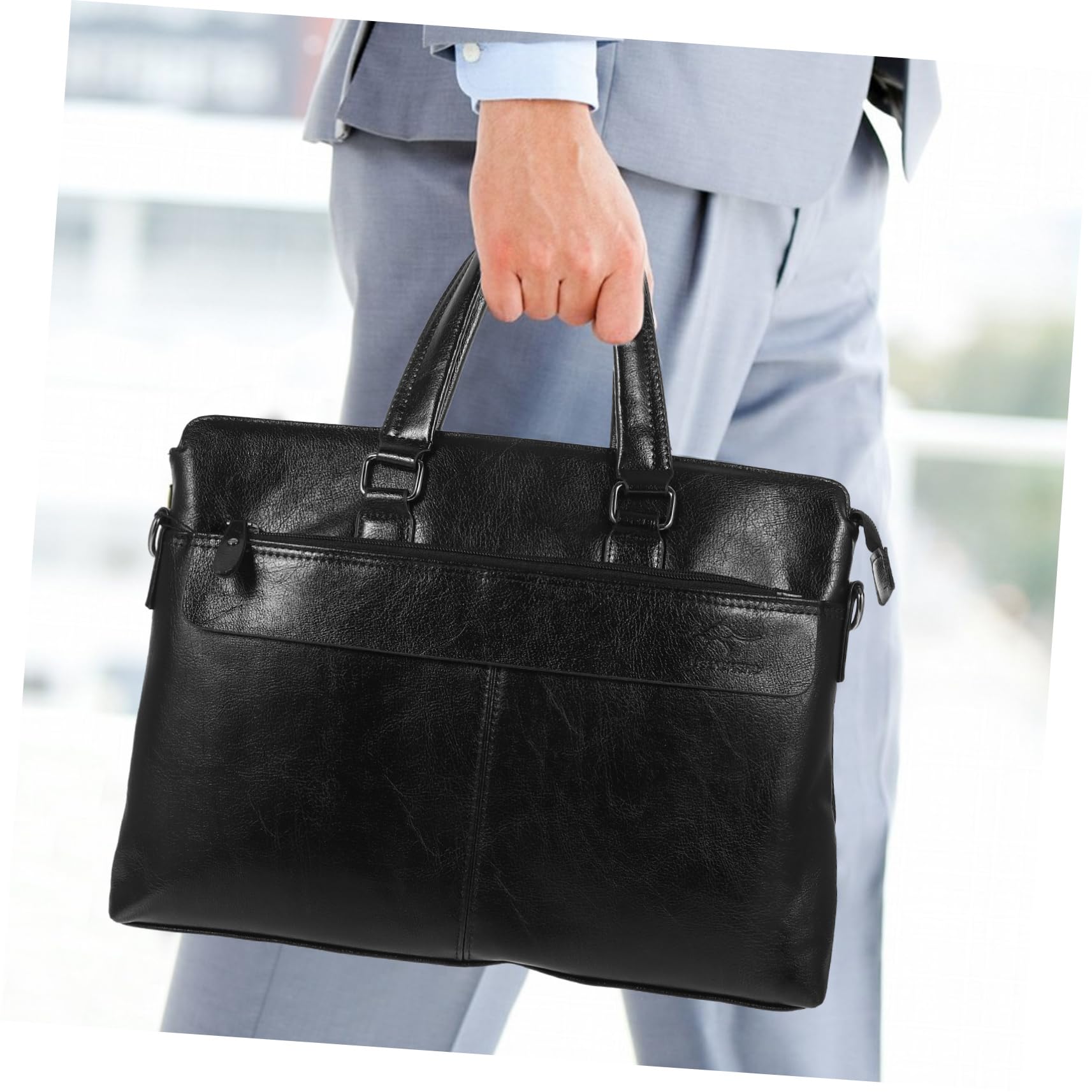 Artibetter 1pezzi Pu Leather Briefcase Uomo Borsa Spalla Portatile Per Laptop Portfolio Professionale Borsa Da Lavoro Versatile e Spaziosa Pelle Pu Adatta Per Ufficio e Viaggi