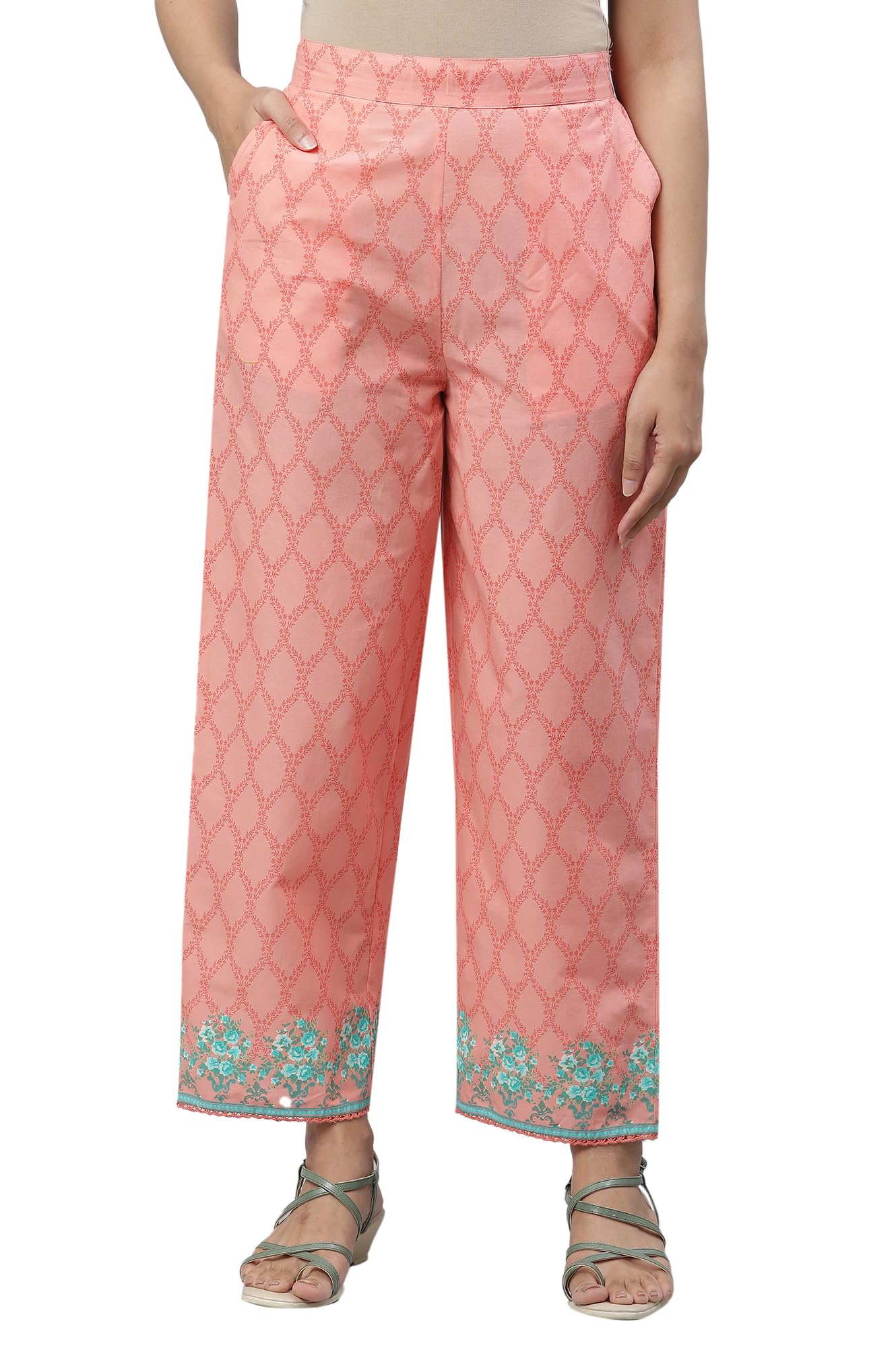 Women's High Rise Cotton Burnt Coral Cambric Regular Casual Style Palazzo-image-11