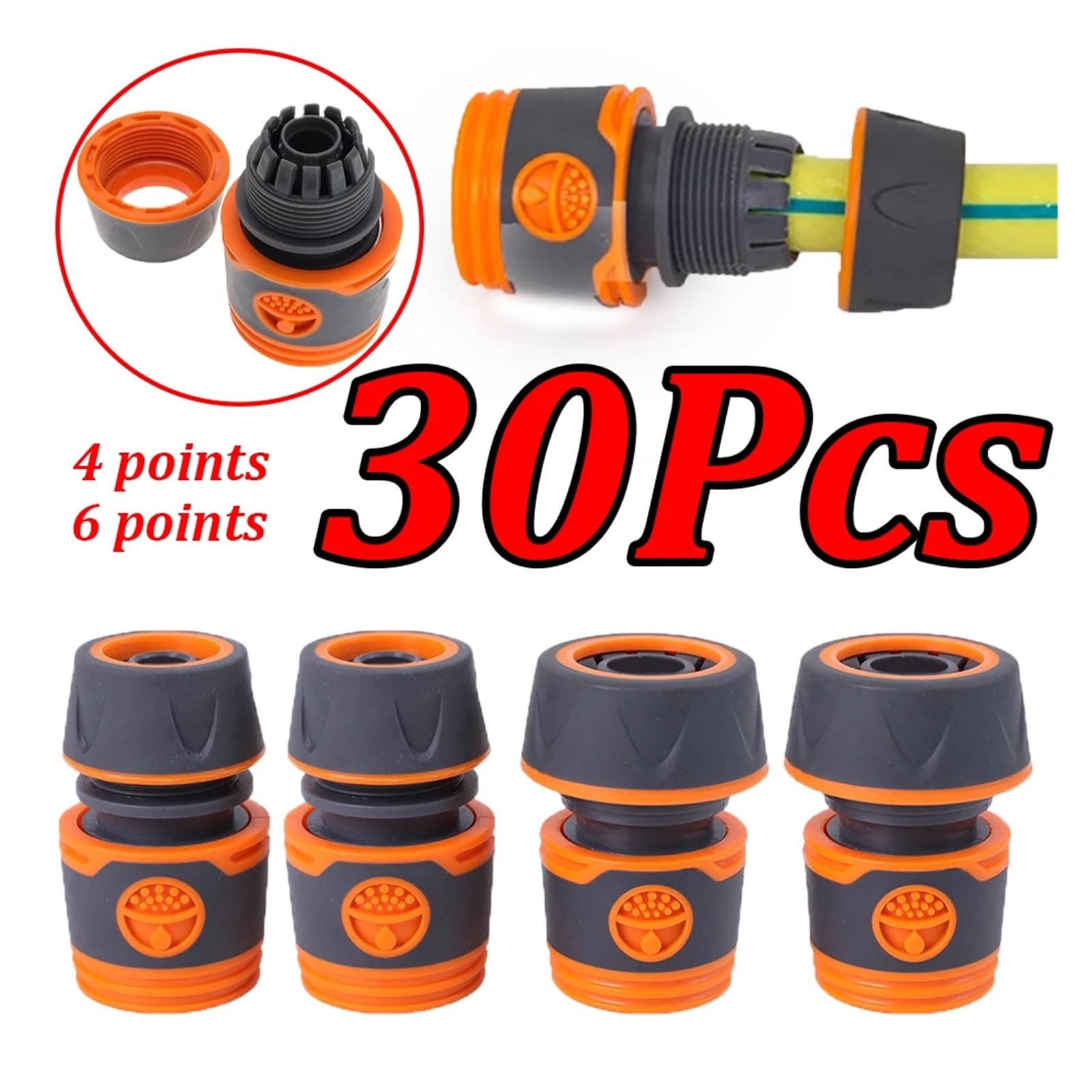 1-30 pezzi connettore rapido for tubo da giardino, prolunga for rubinetto, giunto di collegamento, raccordo for irrigazione for pistola ad acqua(B -6 points,20Pcs)