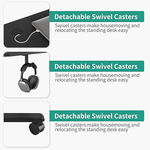 Miniatura 5 de EleTab Escritorio de pie eléctrico de 48 x 24 pulgadas, mesa de oficina en casa ajustable en altura ajustable, escritorio de pie con tablero de