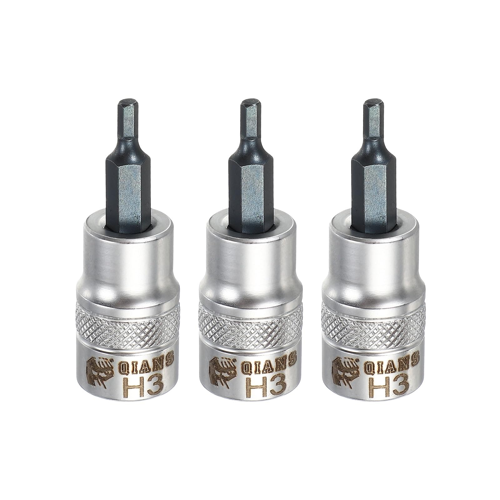 sourcing map 3Pcs Hex Bit Socket 3/8" Drive H3 S2 Steel Hexagonal Head Screwdriver Drill Bits CR-V Steel Socket Adapter for Home Auto Axle Hex Nuts Bolts Repair