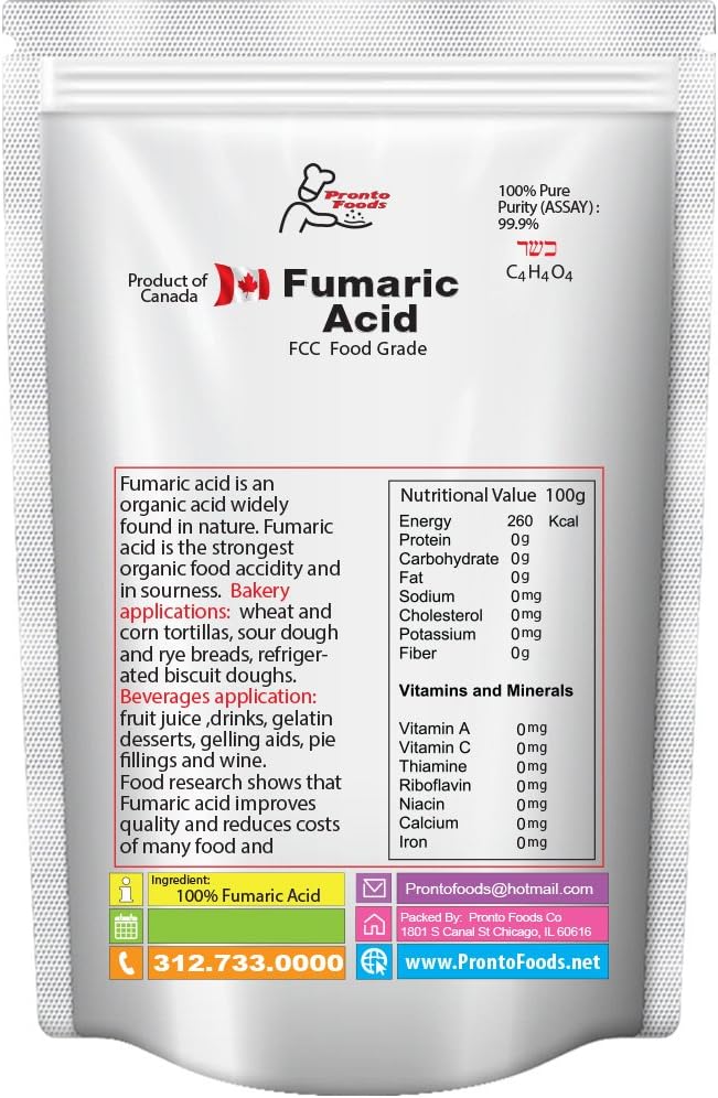 Fumaric Acid, Acidulant, Product of Canada - Free Shipping, 250g