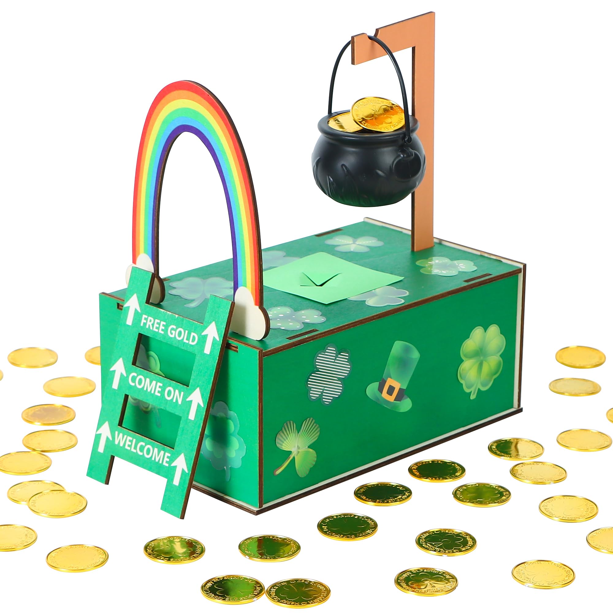 Tugaizi St. Patrick's Day Leprechaun Trap Kit St. Patrick's Day DIY Craft Kit, Make A Trap to Catch A Leprechaun, St. Patrick's Day Wood Craft Gift for Kids
