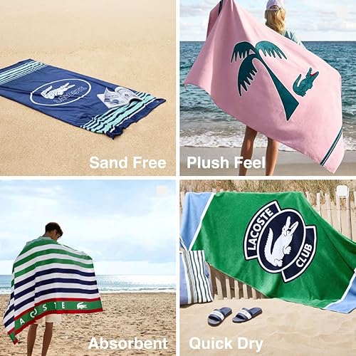 Miniatura 2 de Lacoste Rainbow Logo - Toalla de playa grande 100% algodón, ultra absorbente y de secado rápido, lavable a máquina, 36 pulgadas de ancho x 72