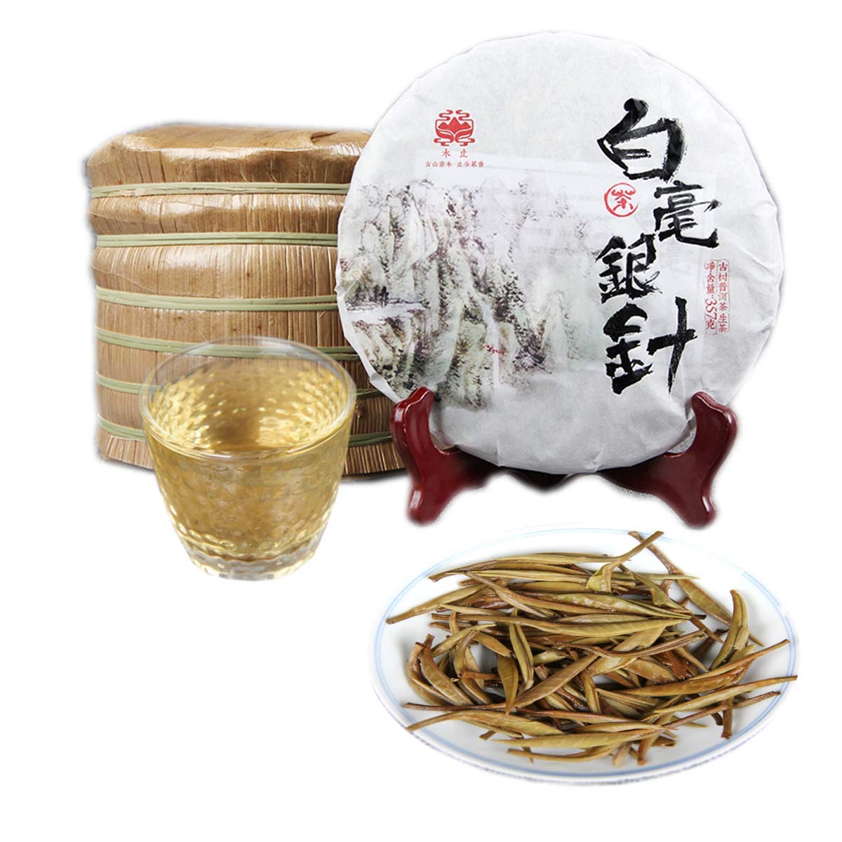 Chinesischer Pu'er Tee 357g （0.787LB） Roher Puer Tee Grüner Tee Moonlight weißer einzelner Knospentee Alte Bäume Pu Erh Tee Gesundheitswesen Pu er Tee