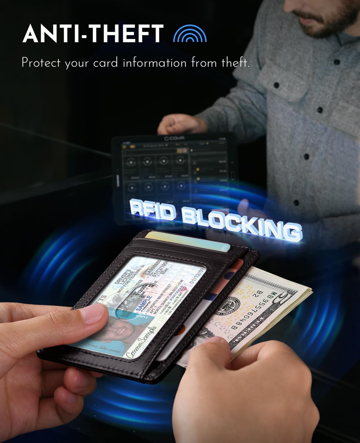 Buffway Slim Wallet for Men Women Minimalist Small Leather Front Pocket Wallets with RFID Blocking and Gifts Box - Bassa Chocolate - Image 6