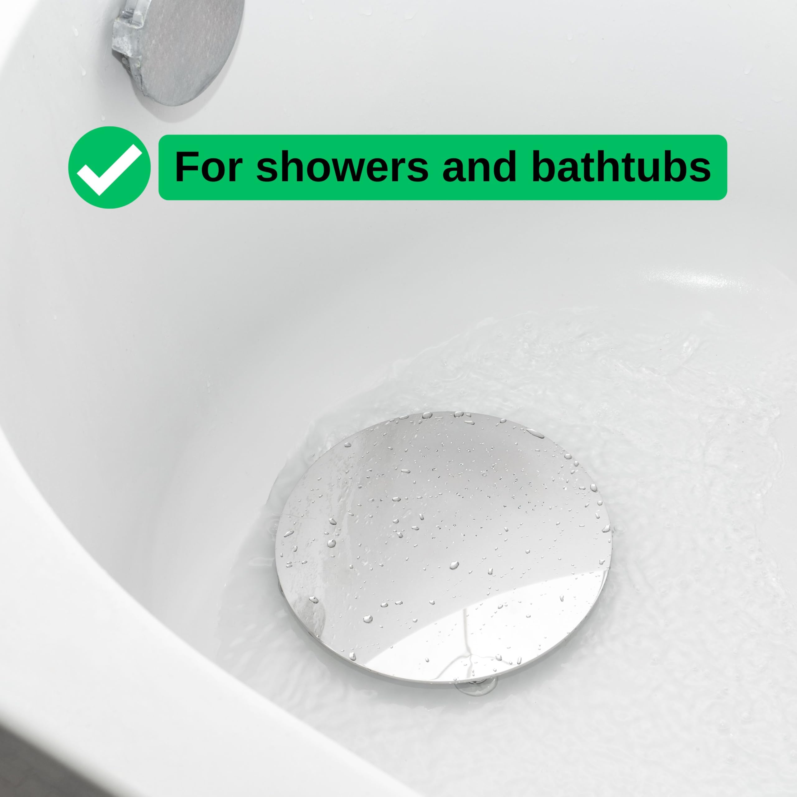 Coperchio universale per scarico doccia, Ø 190 mm, in acciaio inox da 2,8 mm, installazione a ventosa, compatibile con tutte le marche come Viega, Grohe, Geberit, Dallmer, Wirquin, ecc.
