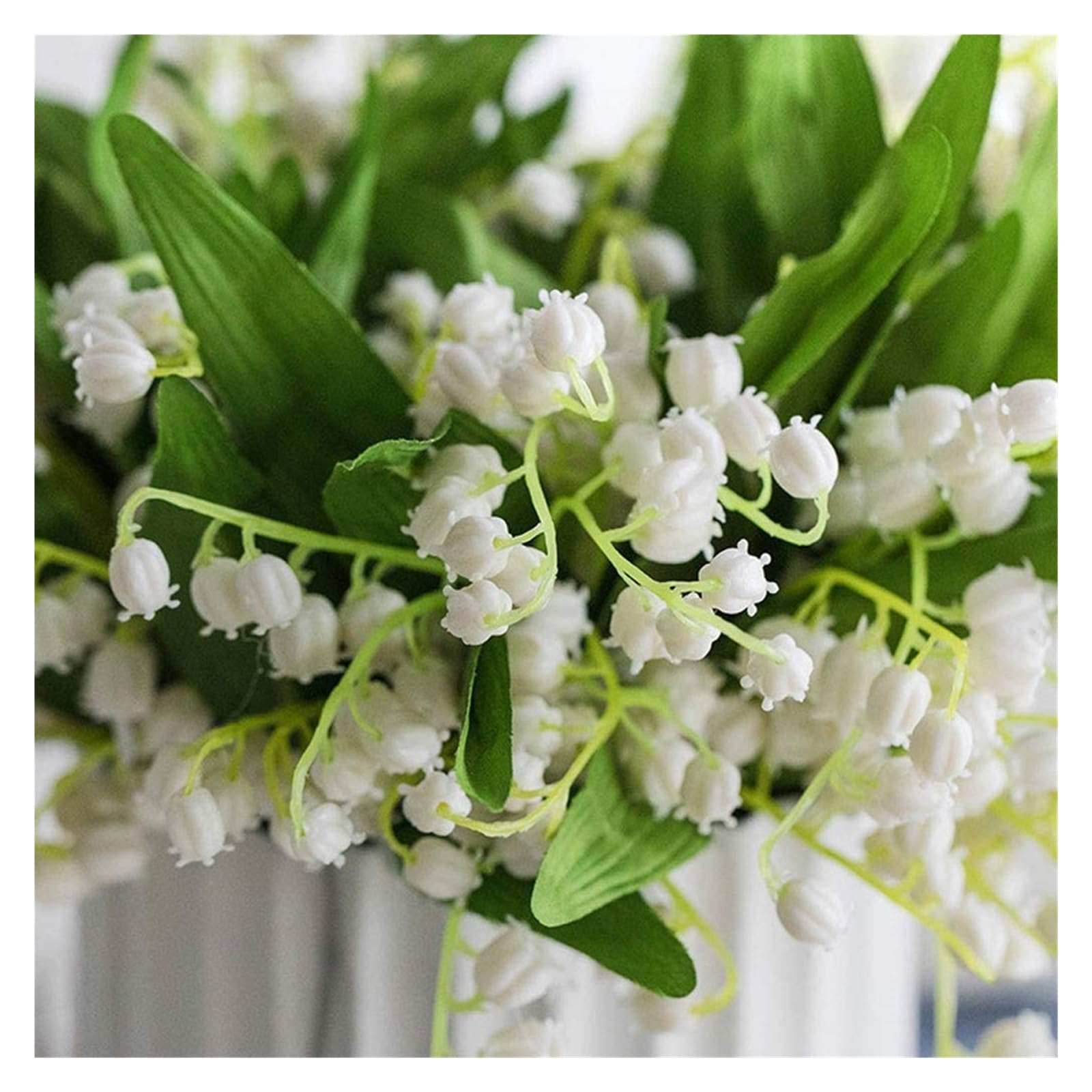 FENBNMK Blumen Gefälschte Blume Künstliche Pflanze Seide Blumenstrauß Vase Set Frühling Convallariae Blume Home Hotel Party Dekoration Hochzeit Deko