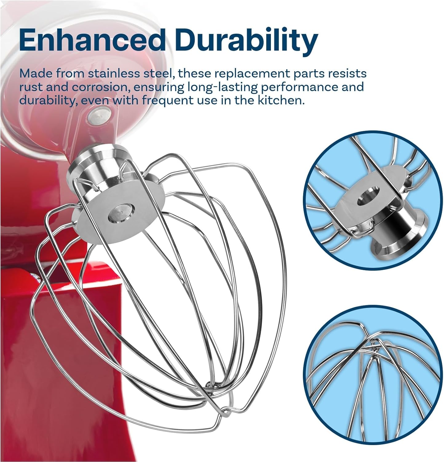 Mixer Attachments for KitchenAid 4.5–5 Quart Tilt-Head Stand Mixers – Compatible with Artisan & Classic – Beaters, Whisks, Dough Hooks & Attachment Sets by MMOBIEL (3-in-1, Stainless Steel)