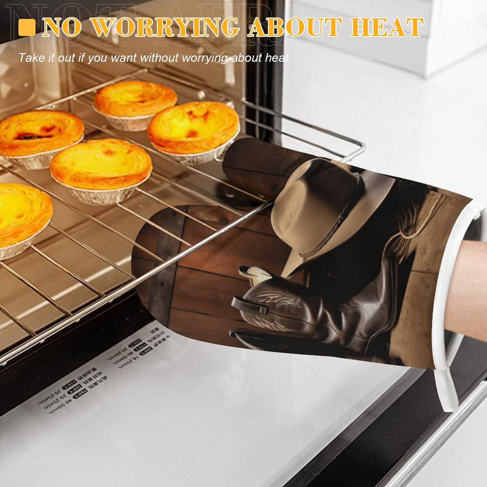 Ofenhandschuh & Topflappen-Set – Motiv Berghütte, Hitzebeständig Bis 300°C, Rustikales Küchenzubehör