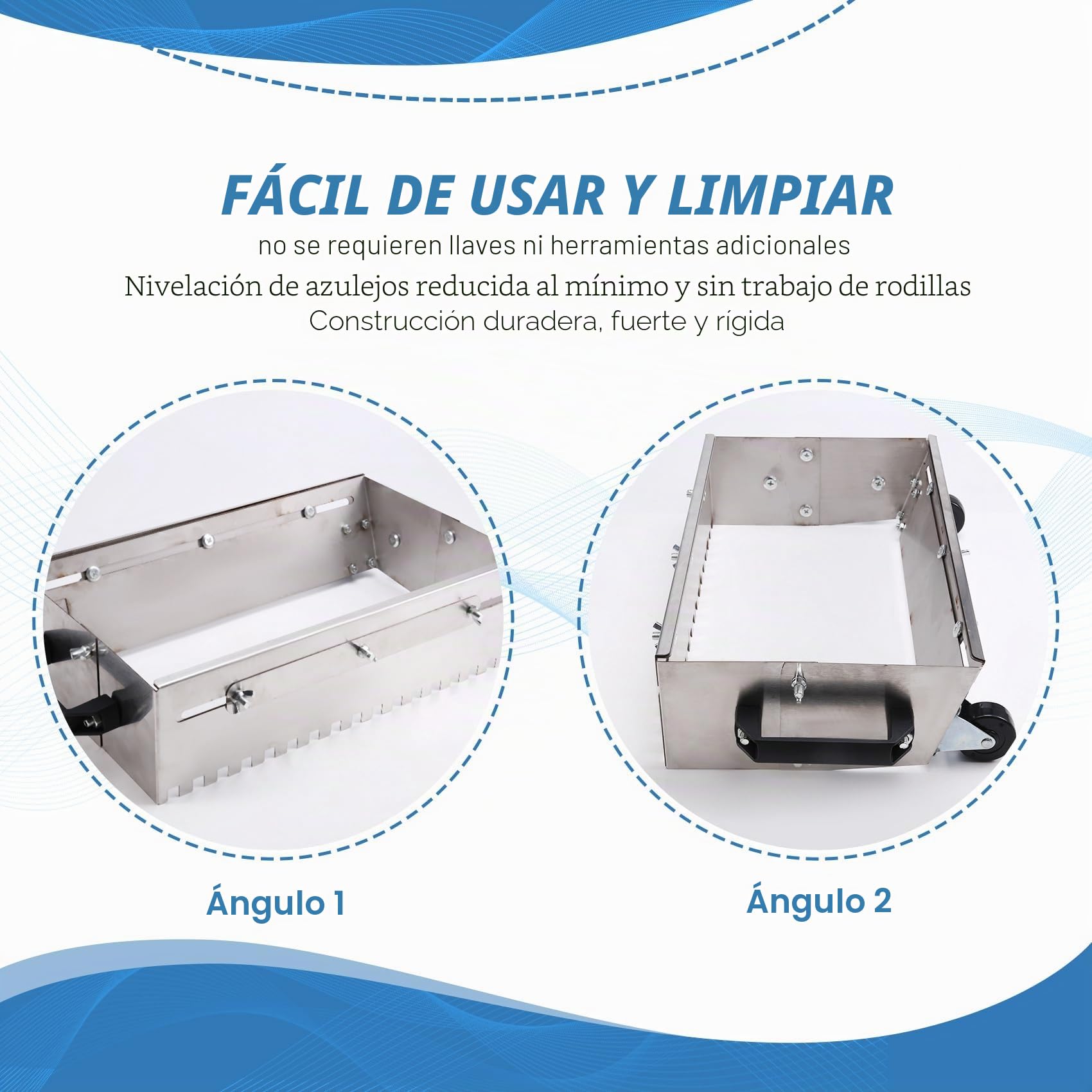 Llana Dentada Cuadrada Ajustable de 400 A 800 mm con Peine para Mortero para una Aplicación Rápida y Uniforme del Adhesivo en el Suelo