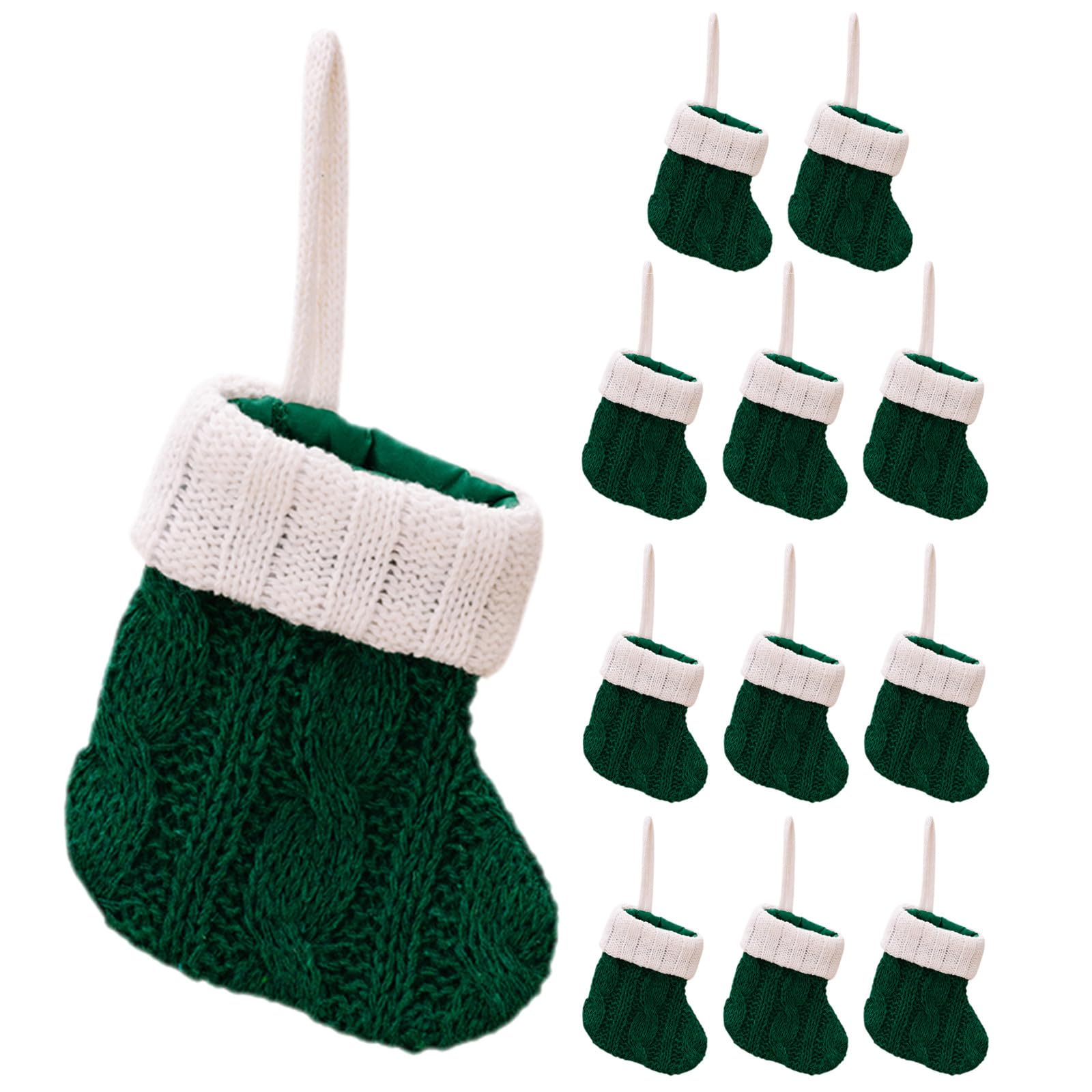 POPETPOP 12 Calcetines navideños pequeños, Adornos Colgantes de Punto para