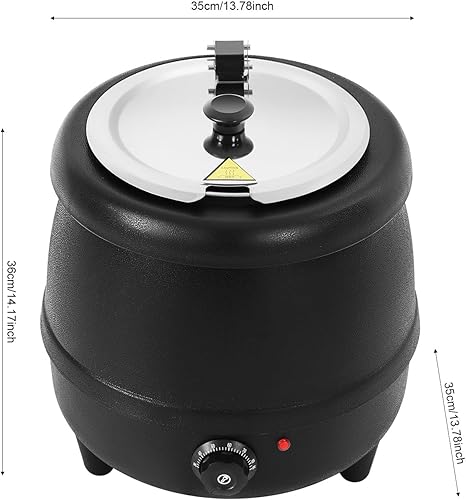 Miniatura 3 de Hervidor de sopa de 10L, 400 W 110 VPP Shell Calentador de sopa eléctrico comercial Negro Encimera de alimentos Hervidor calentador Restaurante Olla