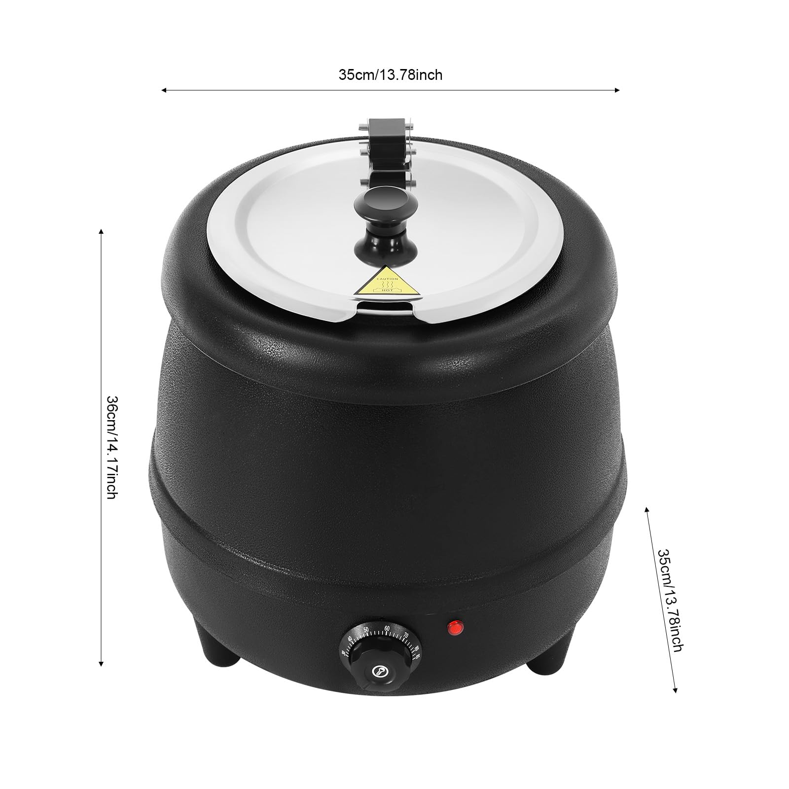 Jiabailie 10.5QT/10L Commercial Electric Soup Warmer,400W Soup Kettle, Stainless Steel Hinged Lid and Detachable Insert Pot, Ideal for Restaurants, Catering,Family Gathering Black