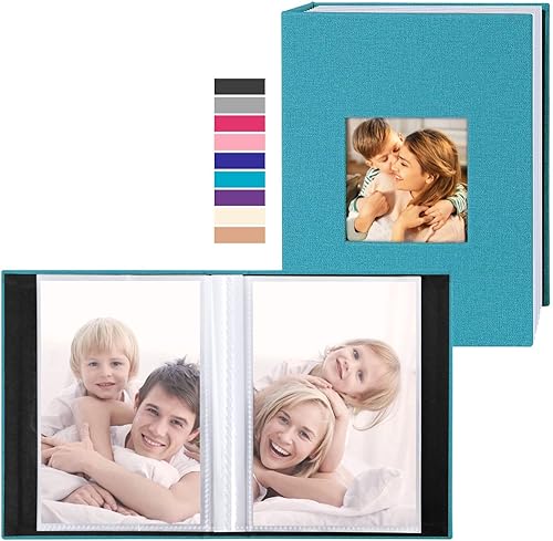 Ywlake Álbum de fotos de 4 x 6 pulgadas, 50 bolsillos, paquete de 2 unidades, mini capacidad de lino de pequeña capacidad, cada paquete tiene