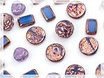 2.1oz (60 g) Mélange de tchèque unique Bohemia Perles pressées en verre, Bleu foncé, Coupe de table, Matte et Glossy, Vised Fire Polish, Kit de set fait main BCV