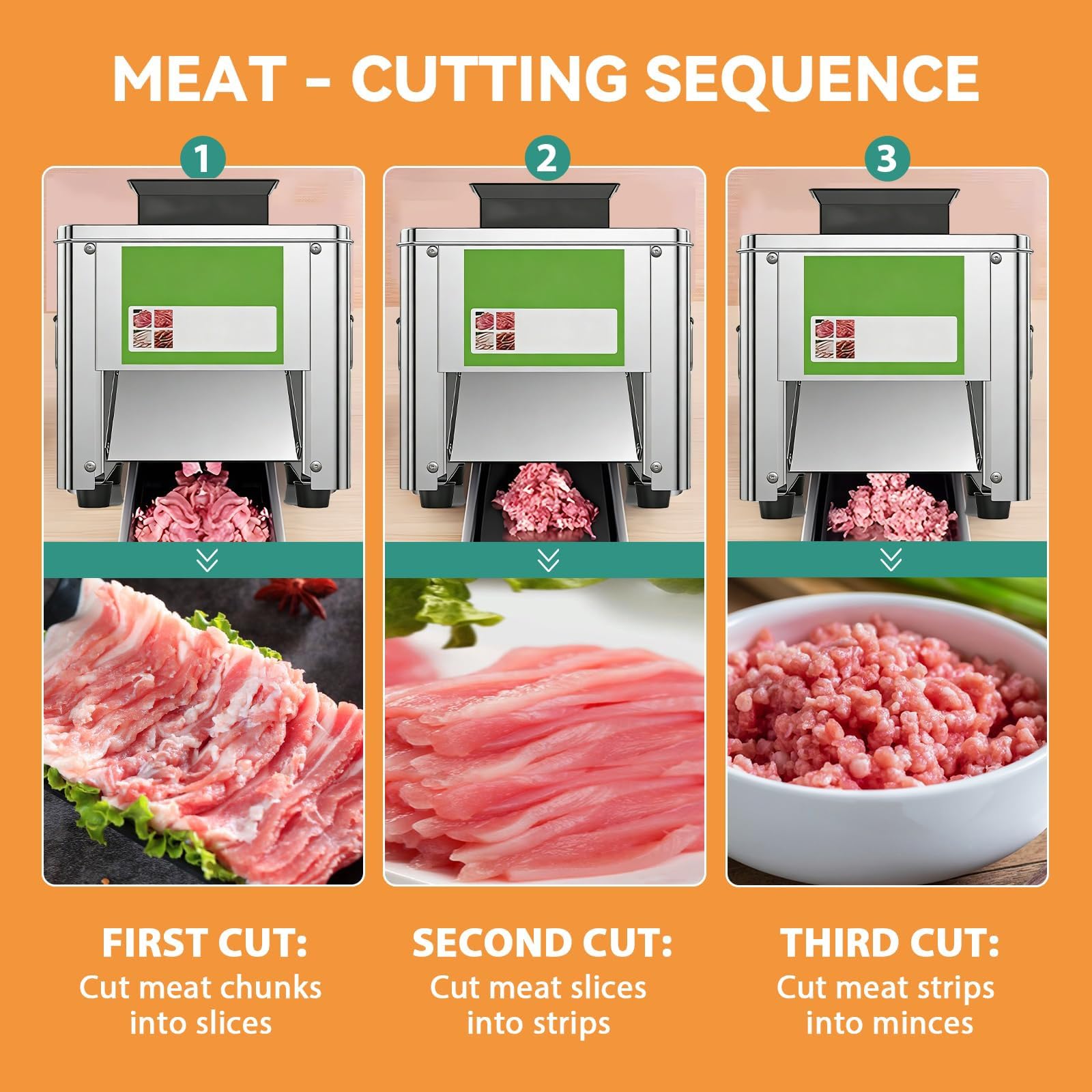 Máquina Cortadora De Carne 850W - Cortadora De Fiambre Profesional, 310r/min, Acero Inoxidable, 150kg/h, Perfecta Para Carnicerías, Restaurantes Y Comedores(21mm)