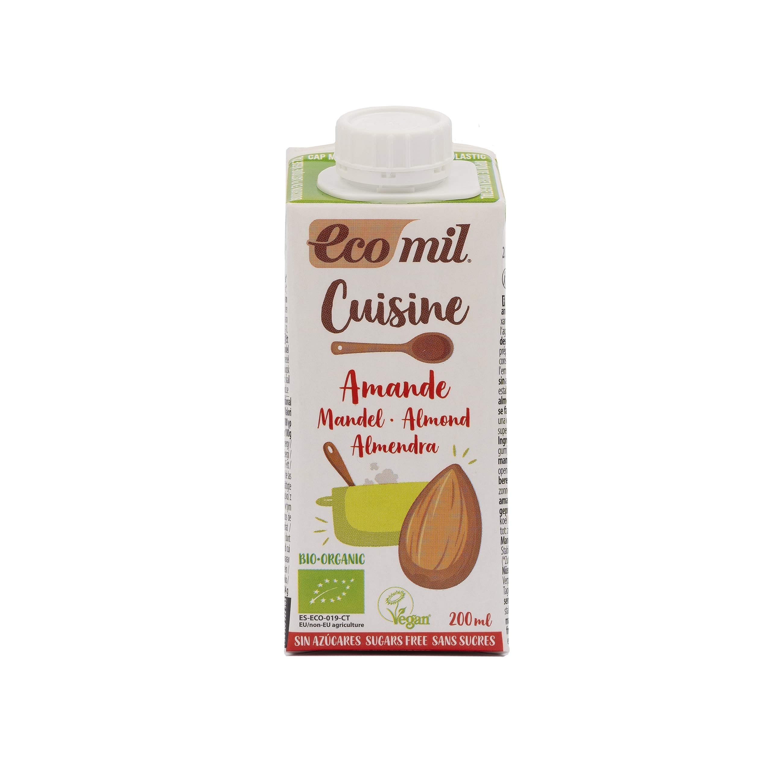 ECOMIL Cousine Almond Nature Crema de Almendras Para Cocinar 12 x 200 ml