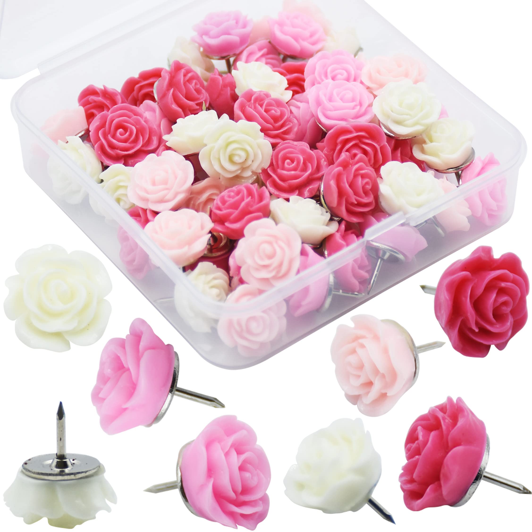 Amazon.com: YOUDEFUL 60Pcs Decorative Pushpins, Red Rose Flower