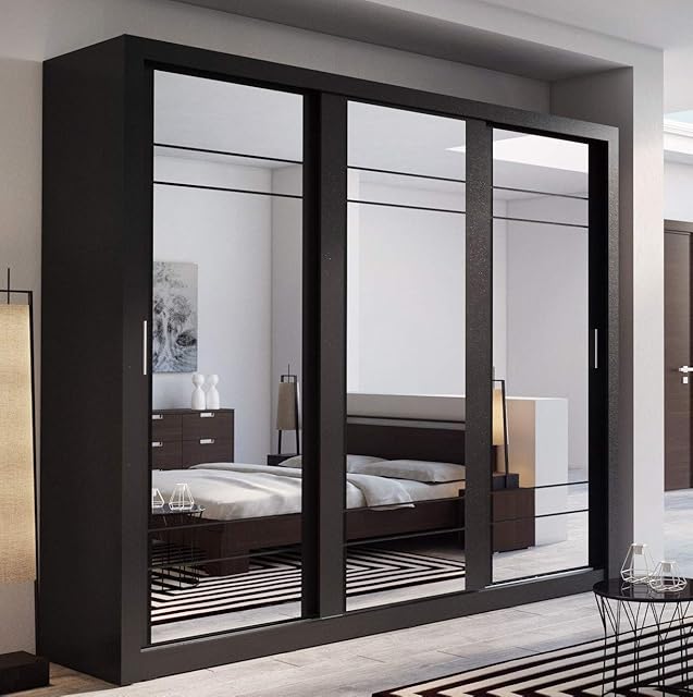 Arthauss Modern Bedroom Mirror Sliding Door Wardrobe ARTI 2 in Black Matt 250cm sold
