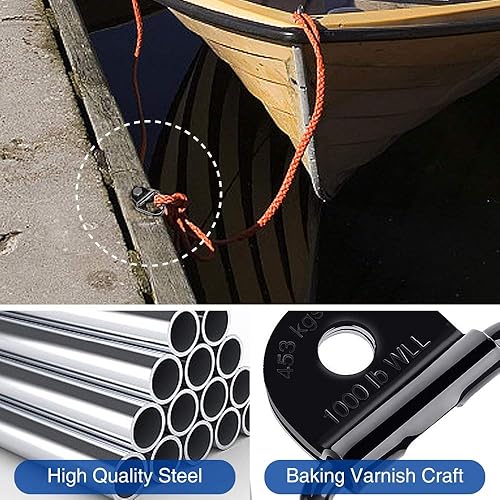 Miniatura 3 de Paquete de 10 anclajes de amarre de carga, anillo en V de acero negro, para remolques, camiones y almacenes