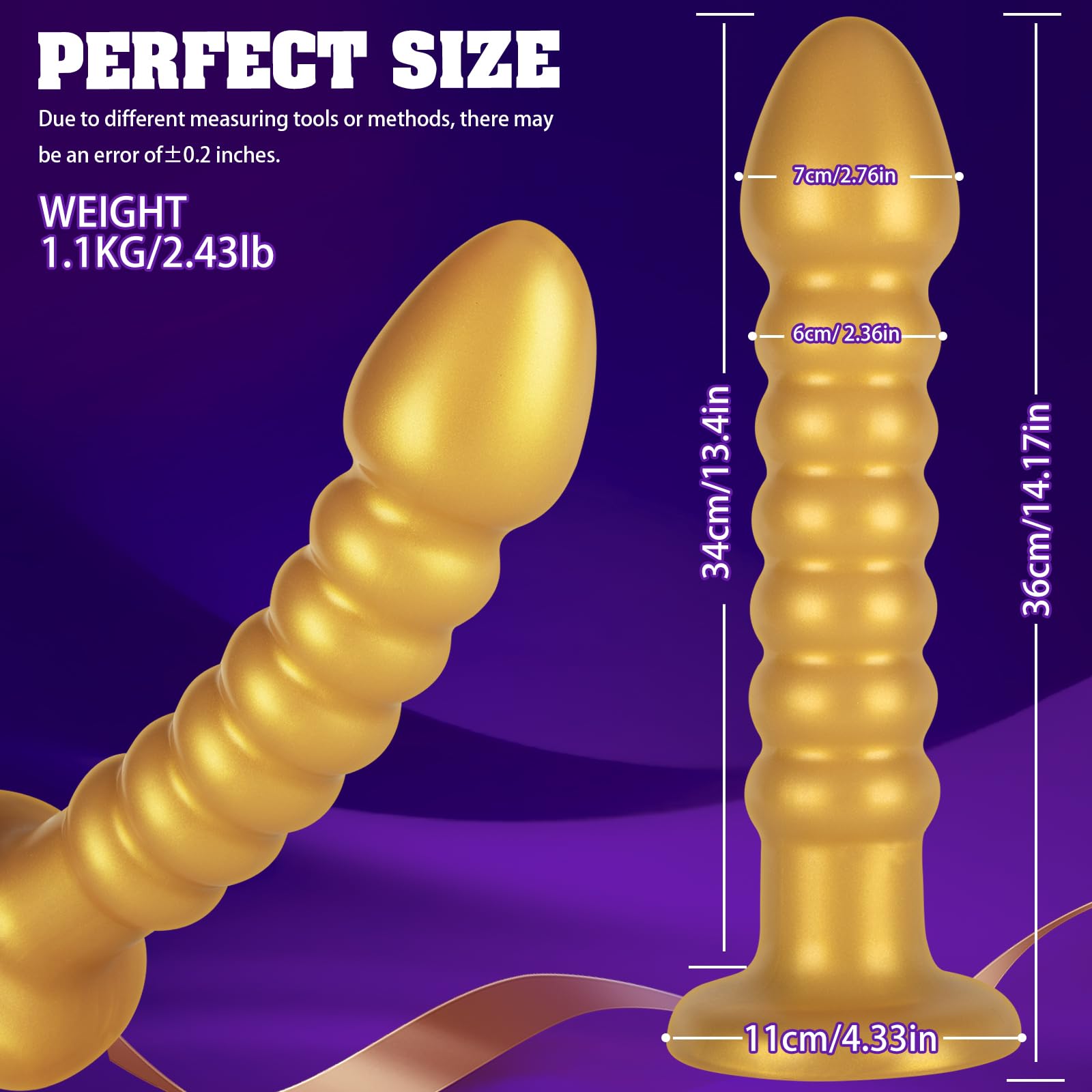 36cm langer weicher Silikondildo, starkes g - weiches dilsack-dildo, stabiles pornozeug und starkes sexspielzeug, starkes nickerchen und nickerchenGoldener nickerchen