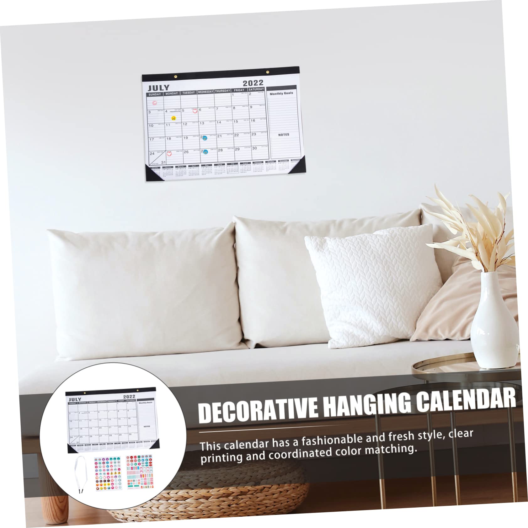 VILLCASE 3stücke Englischer Wandkalender Multifunktionaler Hängender Kalender Für Büro Und Zuhause Praktischer Monatskalender Mit Klarer Druckqualität Und Aufkleber Planung