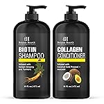 Botanic Hearth Biotin Shampoo and Conditioner with Collagen | Fights Hair Loss & with Korean Ginseng & Turmeric, Conditioner Promotes Hair with Avocado and Coconut | 16 fl oz x 2