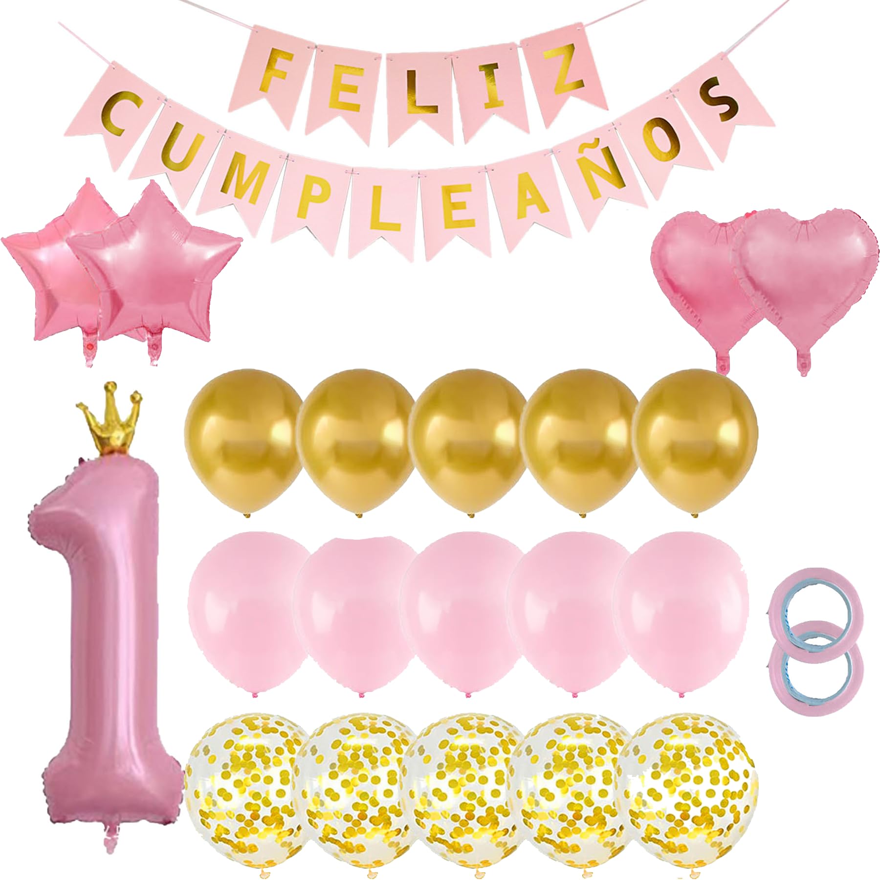 Jenich Geburtstag Deko Banner 'Happy 1th Birthday' In Rosa – Perfekt Für Den Ersten Mädchengeburtstag