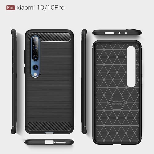 Miniatura 9 de Funda compatible con Xiaomi Mi 10, compatible con Xiaomi Mi 10 Pro, diseño de textura de fibra de carbono, funda de absorción de golpes antiarañazos