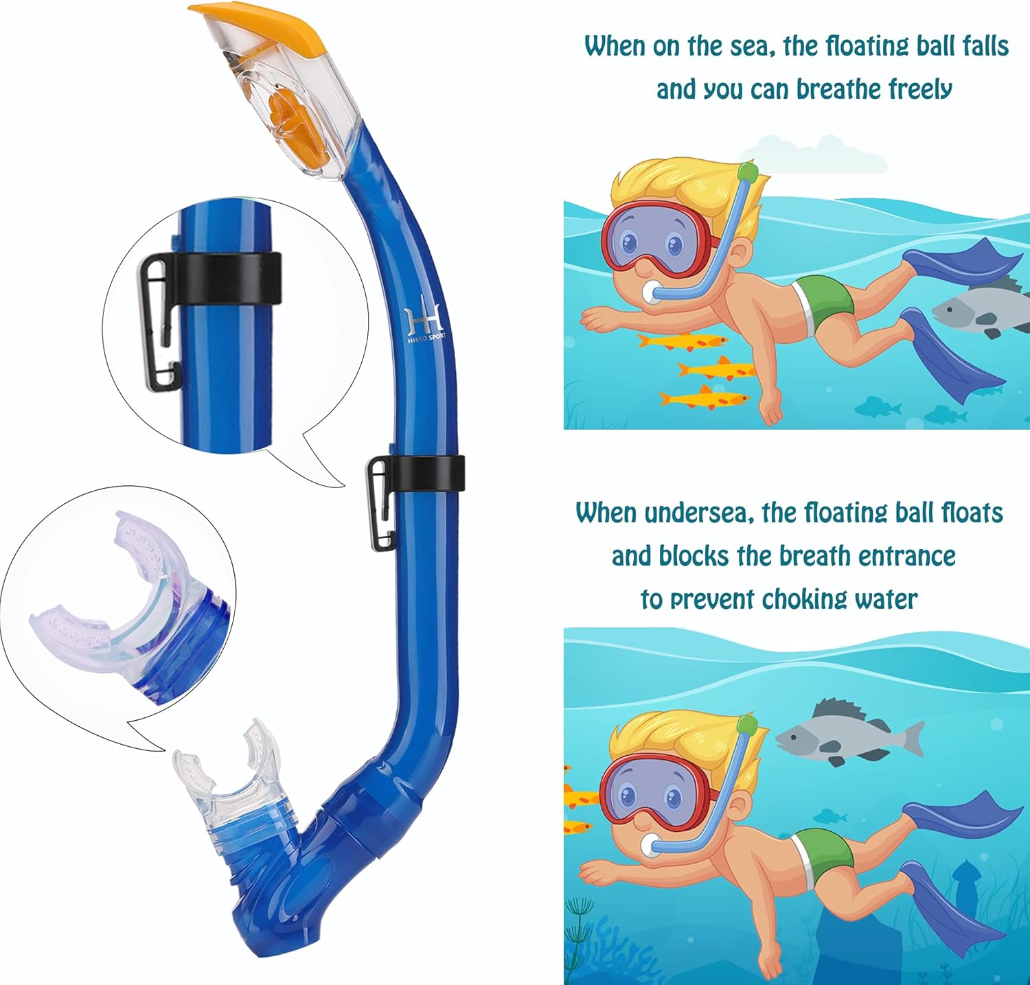 Kids Mask Fins Snorkel Set Snorkeling Packages, with Diving Mask, Snorkel, Adjustable Swim Fins, Mesh Bag, Anti-Fog Anti-Leak Snorkeling Gear for Kids for Snorkeling Swimming Diving - Image 6